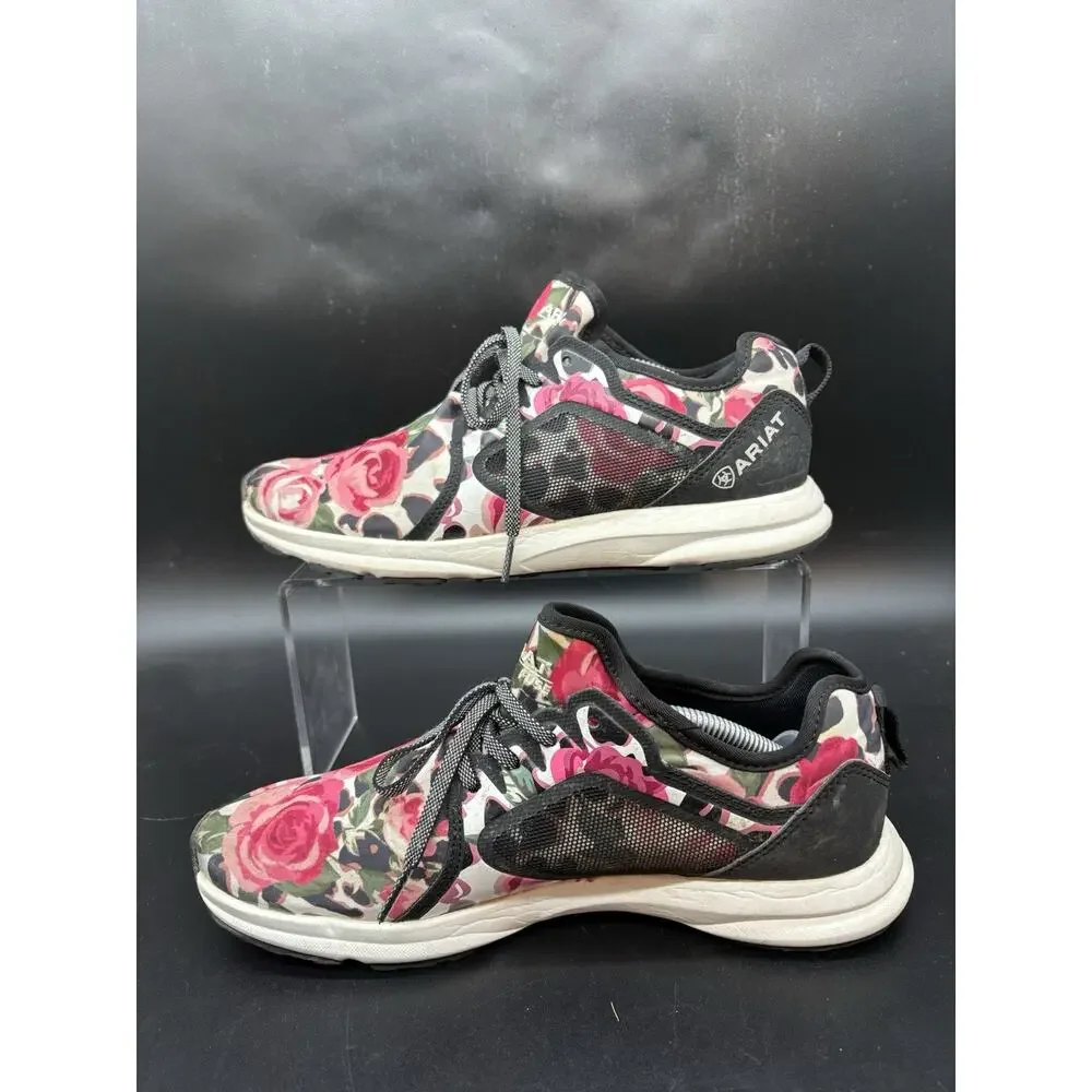 Ariat Fuse Trainer Floral Print Pink White Lace Up Sneaker Womens 7.5